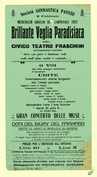 Brillante veglia paradisiaca nel civico teatro Fraschini organizzata dalla Società Ginnastica Pavese