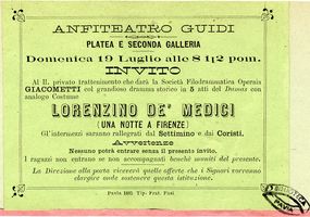 Biglietto d'invito. Lorenzino de' Medici (Una notte a Firenze)