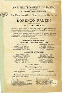 Elenco della Drammatica Compagnia Italiana condotta da Lorenzo Faleni diretta dall'artista A. Maino