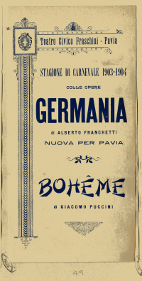 Stagione di carnevale 1903-1904 colle opere Germania e Bohême