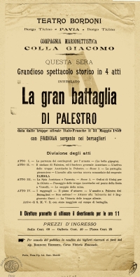 La gran battaglia di Palestro data dalle truppe alleate Italo-Franche il 31 maggio 1859 con Famiola sergente nei bersaglieri
